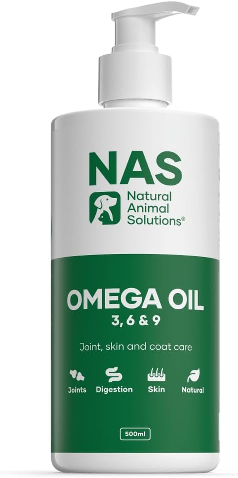 Natural Animal Solutions Omega Oil for Dogs and Cats. Omega 3, 6 & 9 Fish Oil for Dogs with EPA & DHA for Digestion, Healthy Joint, Skin and Coat. Liquid Dog Fish Oil Supplement, 500Ml