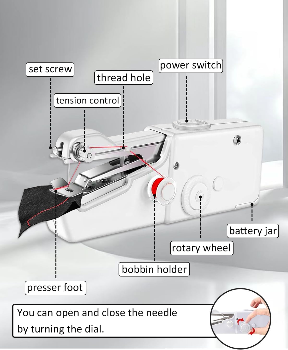 Automatic Electric Hand Sewing Machine | Handheld Sewing Machine | Mini Sewing Machine for Beginners | Fabrics, Clothes, DIY, Home,Travel, Battery Operated and Easy to Use