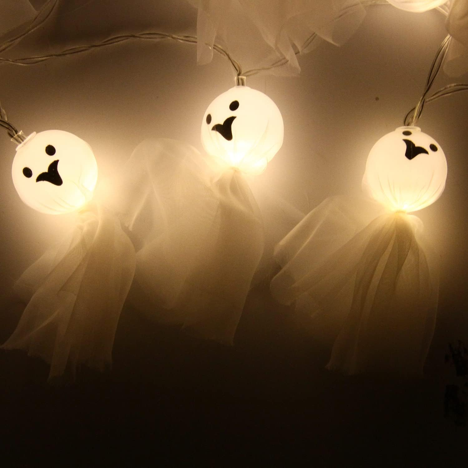 KIMOBER 20 Leds Halloween Ghost String Lights,Battery Powered Lighting Decoration for Halloween Outdoor Indoor Party image number 2