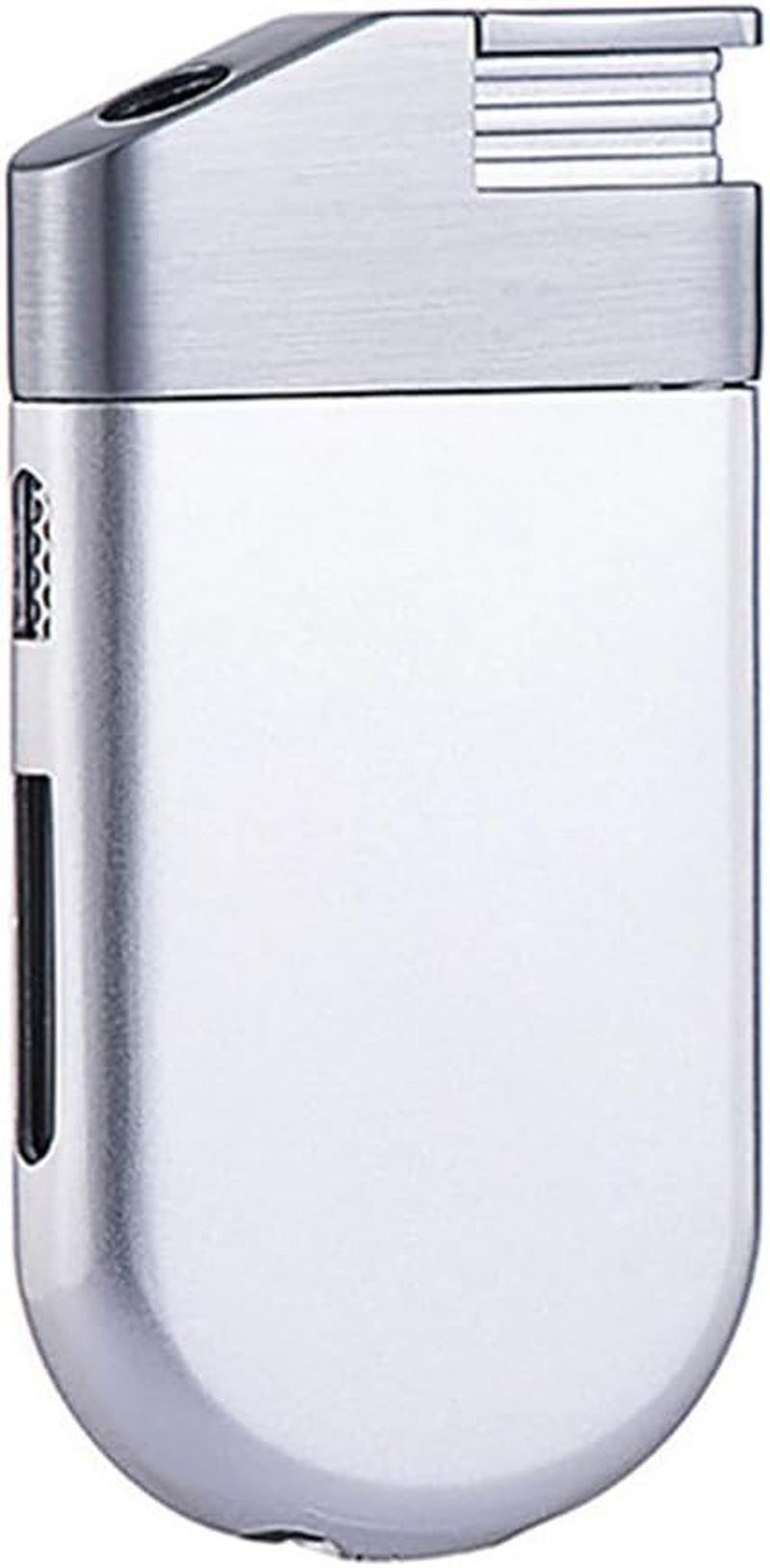 Windproof Torch Lighter, Single Jet Flame, Metal Construction, Adjustable Flame, Refillable (1, Silver) image number 2