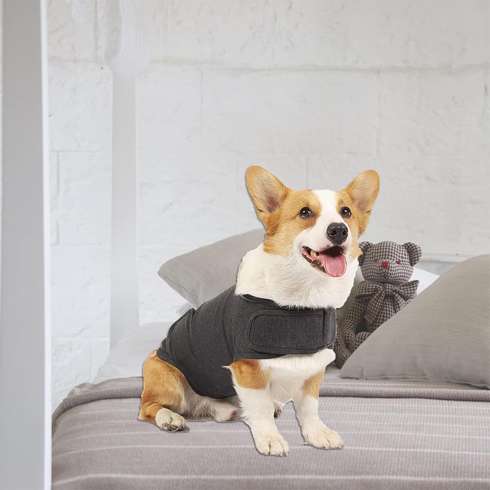 HYAVIA Dog Anxiety Jacket &ndash; Skin-Friendly Calming Shirt for Thunder, Fireworks & Separation, Adjustable Anti-Anxiety Vest for Dogs (Dark Gray), No Medicine Needed image number 4
