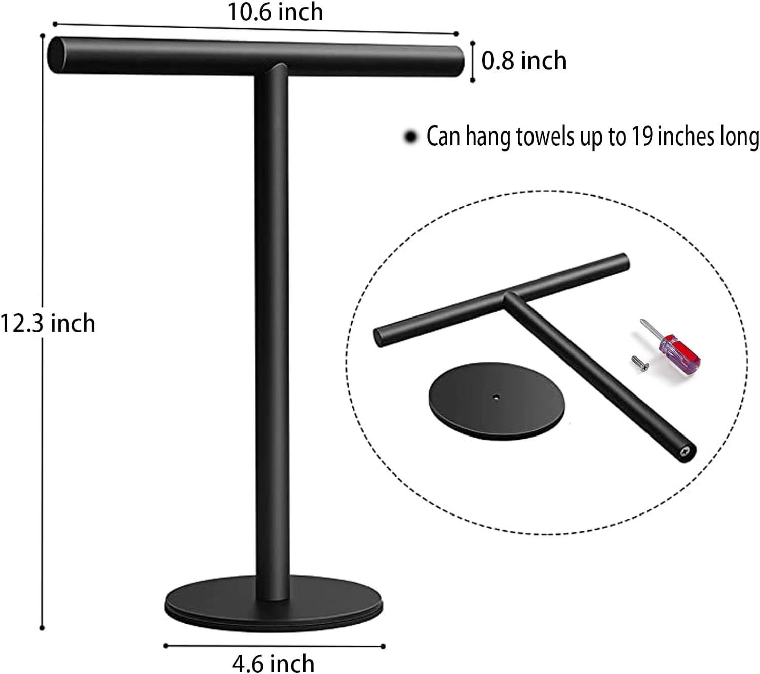 Hand Towel Holder Stand for Bathroom Vanity Countertop Matte Black T-Shape Towel Bar Rack Stand Towel Bar for Bathroom Kitchen image number 1