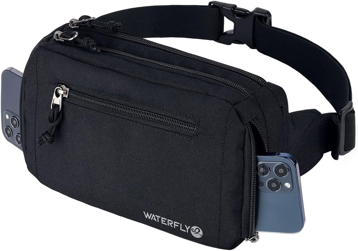 WATERFLY Large Crossbody Fanny Pack: Sports Walking Waist Bag Runner Belt Bum Bag Hip Fannie Pack Woman Man for Hiking Jogging image number 2
