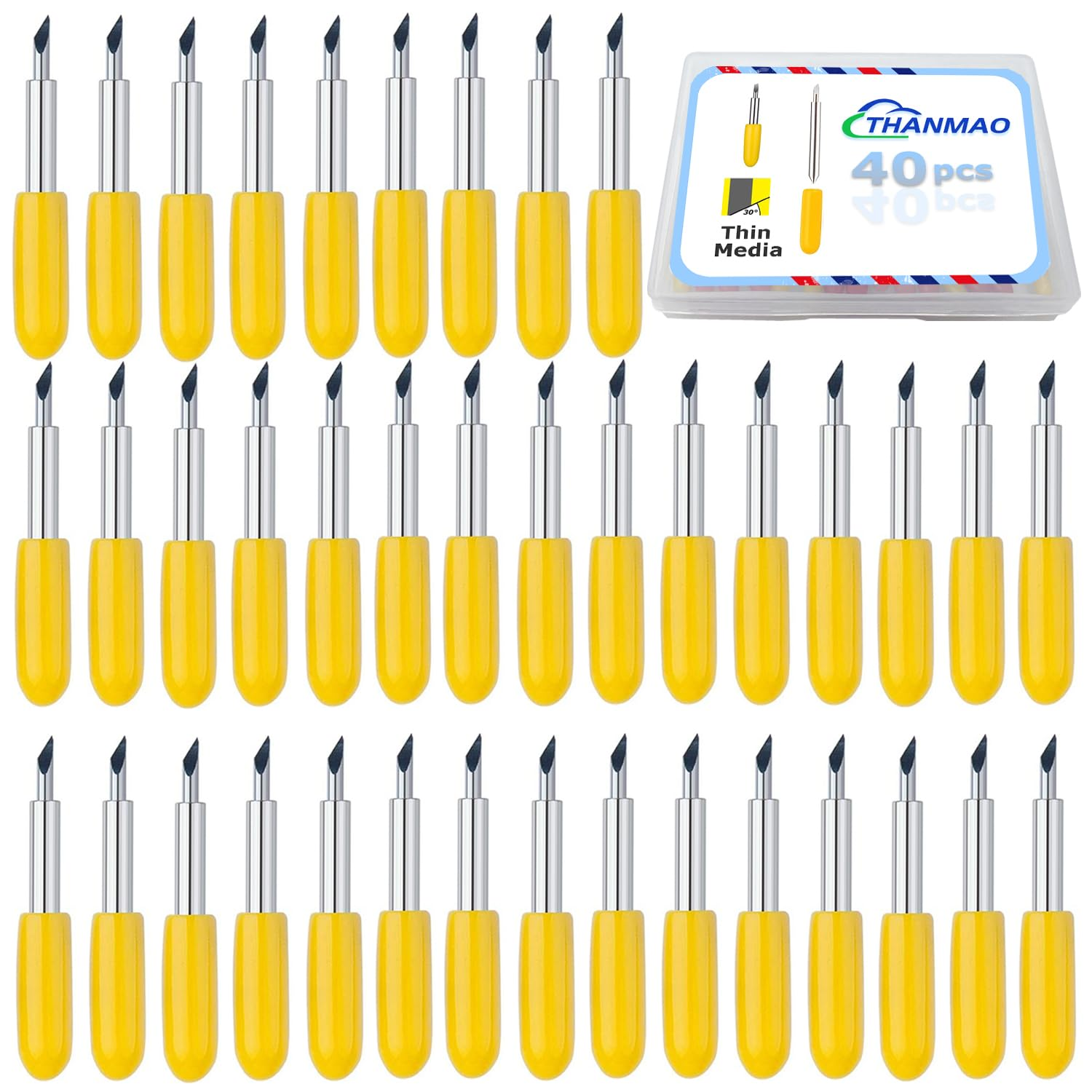 40PCS 60 Degree Deep Cut Replacement Blades for Explore Air 2 Air Maker Expression Vinyl Fabric Cutting Blades