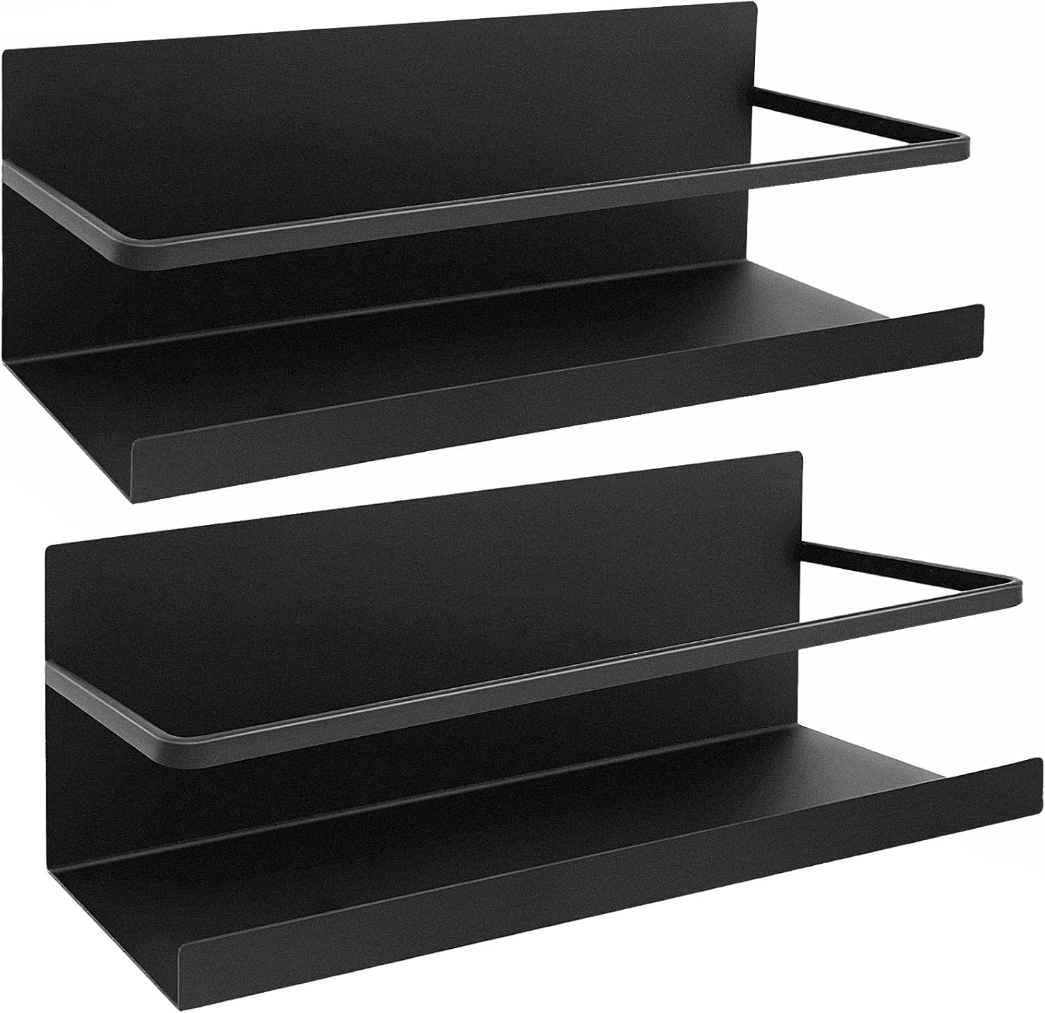 Magnetic Shelf for Kitchen with Strong Magentic Storage Organizer Magnetic Spice Rack for Refrigerator,Heave Duty Fridge Spice Rack for Cabinet,Space Container,Drill Free (Black, 2 Pack) image number 1