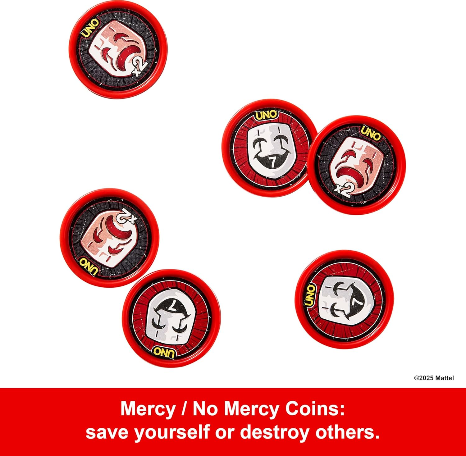 ​Mattel Games UNO Show &lsquo;Em No Mercy Expansion Pack with Extra Cards, Coins, Special Rules & Tougher Penalties for Kid, Adult & Family Nights image number 1