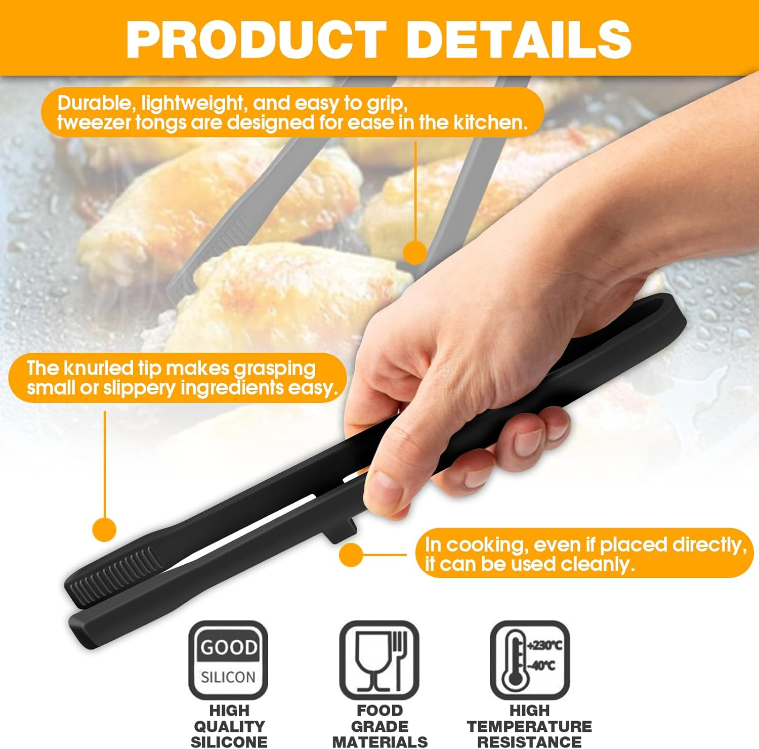 Ziyue 3 Pack Silicone Kitchen Tongs, 27Cm Japanese BBQ Grill Tongs for Cooking Salad Making Dessert Serving Camping image number 6