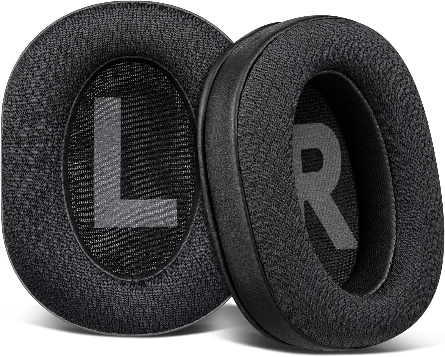 SOULWIT Mesh Fabric Replacement Earpads Cushions for Plantronics (Poly) Rig 600 Pro (HS/HX), Rig 700(HD/HX/HS), Rig 700 Pro(Hs/Hx), Rig 800(HD/HS/LX), Rig 800 Pro(Hd/Hx/Hs), Rig 900 Max HX Headset