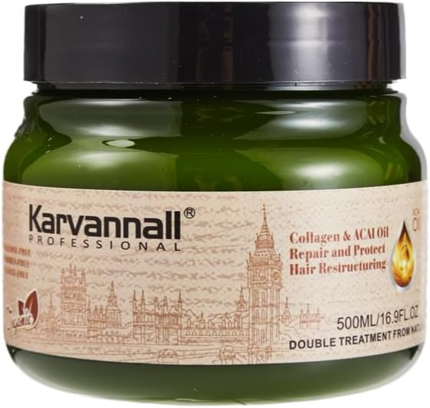Karvannall Professional Collagen & Acai Oil Hair Mask, 500Ml Double Treatment, Hair Repair & Restructuring Cream image number 3