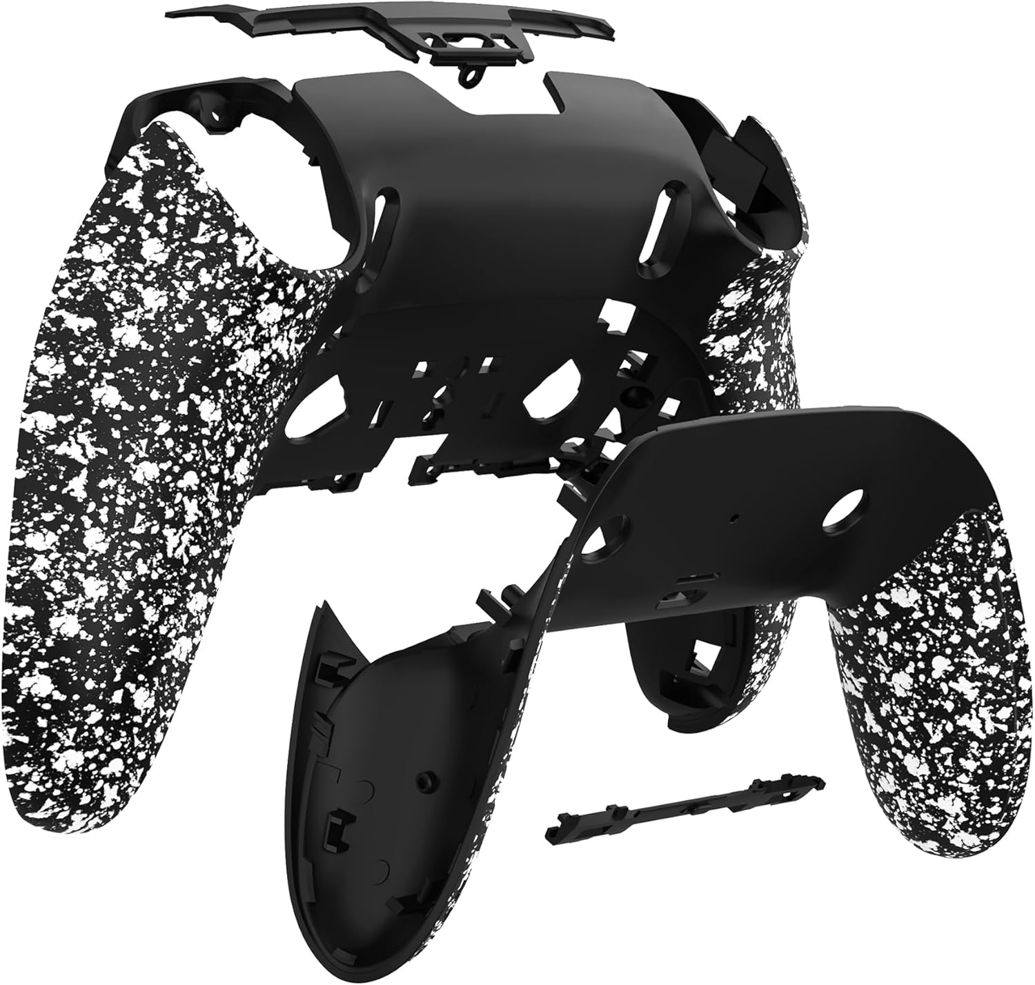 Extremerate Custom Back Housing Bottom Shell Compatible with P S 5 Edge Controller, Non-Slip 3D Splashing Cover, Game Improvement DIY Replacement Back Case & Clip Shell - Textured Black image number 1