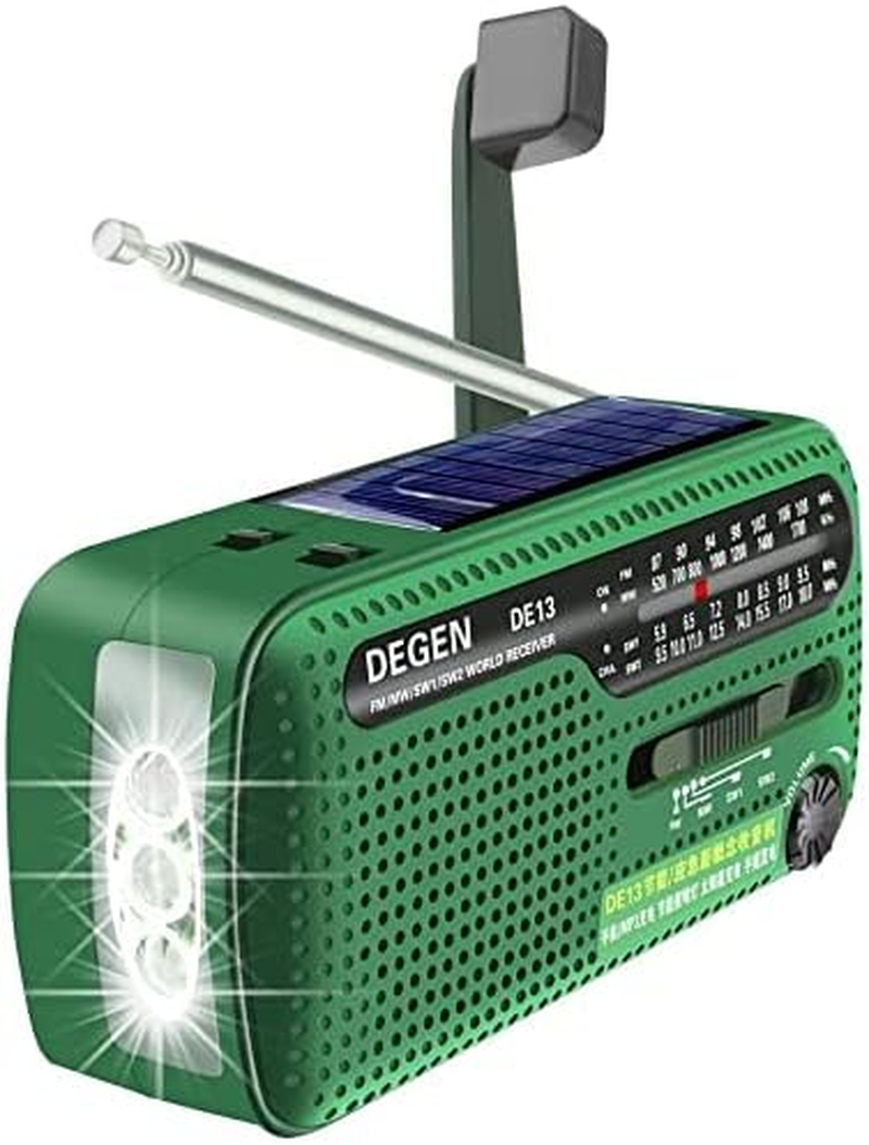 Portable Radio Degen DE13 Solar Crank Radio FM AM SW Emergency Weather Radio Flashlight SOS Alarm Battery Cell Phone for Emergency and Outdoor Use image number 6