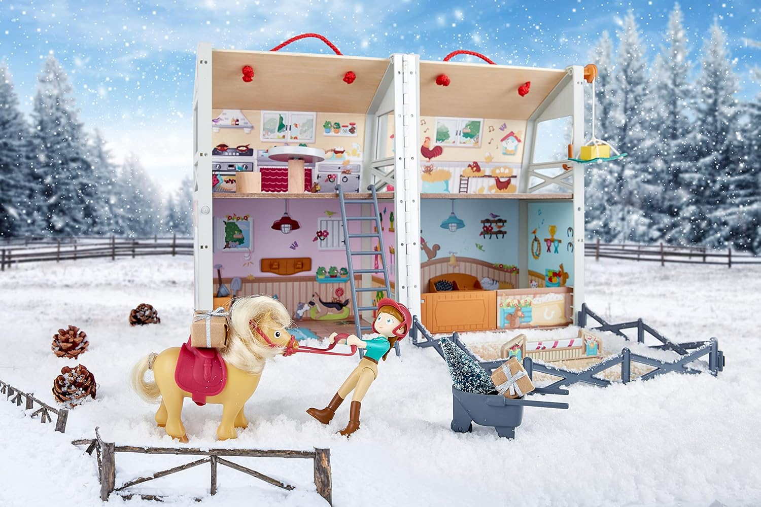 25Pc Hape Pony Ranch Barn Stable Club Doll House Kids/Childrens Playset Toy 3Y+ image number 5