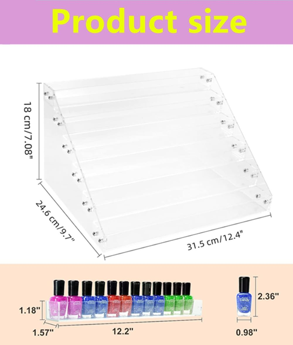 6-Layer Acrylic Nail Polish Organizer Rack,Nail Polish Organizer,Can Store Eye Shadow Tray, Cosmetics, Sunglasses Display Rack, Nail Polish Display Rack,Clear image number 5