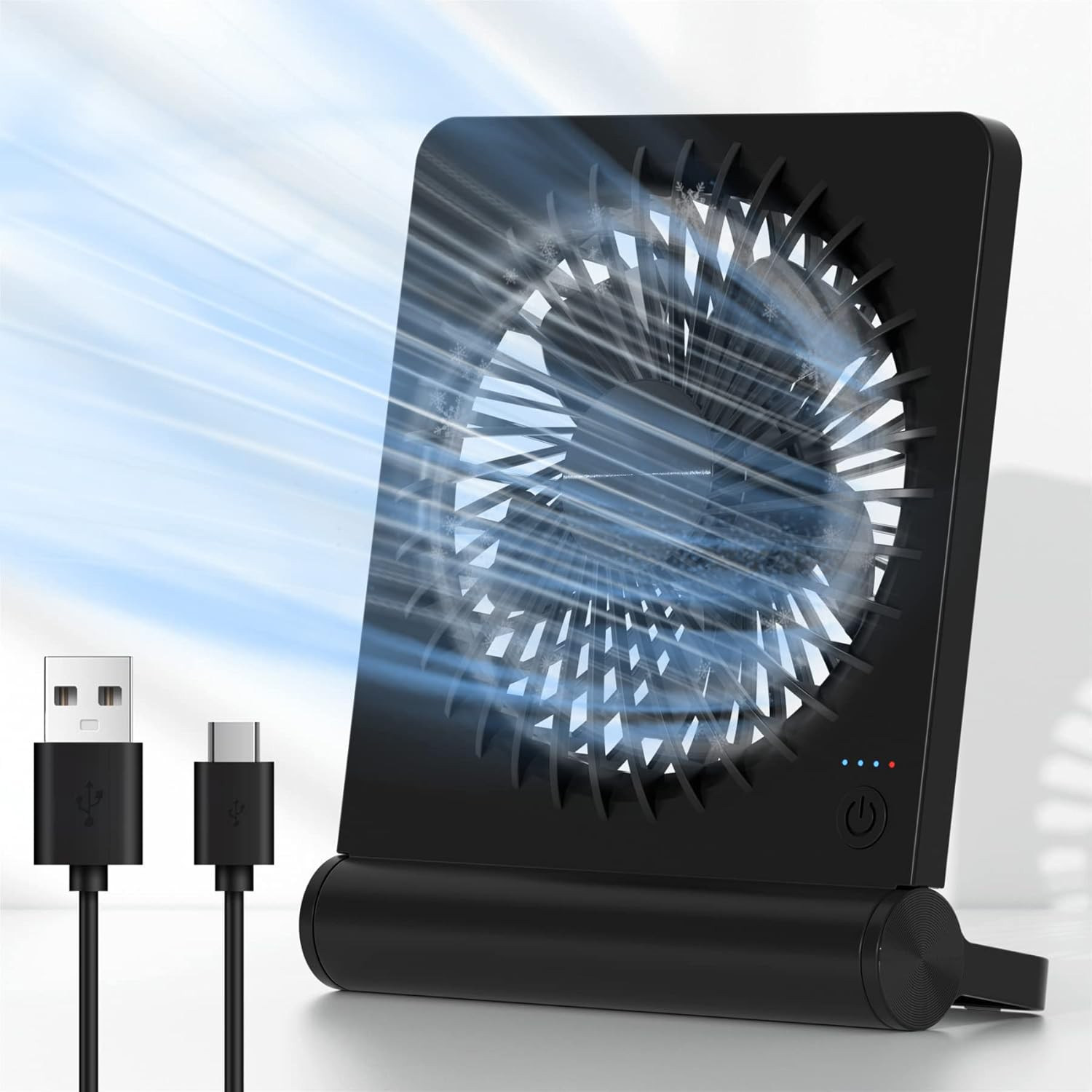 JOSTRY Desk Fan USB Powered with 3 Speeds Adjustable Strong Wind, Ultra Quiet Mini Personal Fan USB-C Corded Powered,220&deg; Tilt Folding Plug in USB Fan