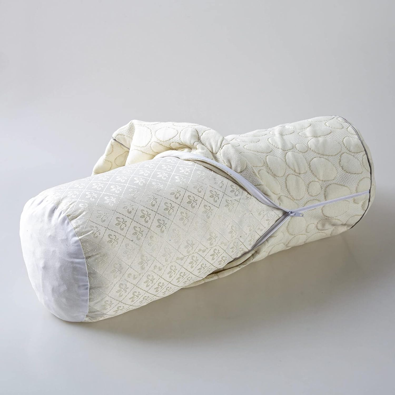 Kingnex Zipper Adjustable under Knees Bolster Roll Pillow to Relief Lower Back Pain or between Legs for Side Sleepers Shredded Latex Cylinder with Organic Cotton Cover 18X6 image number 2