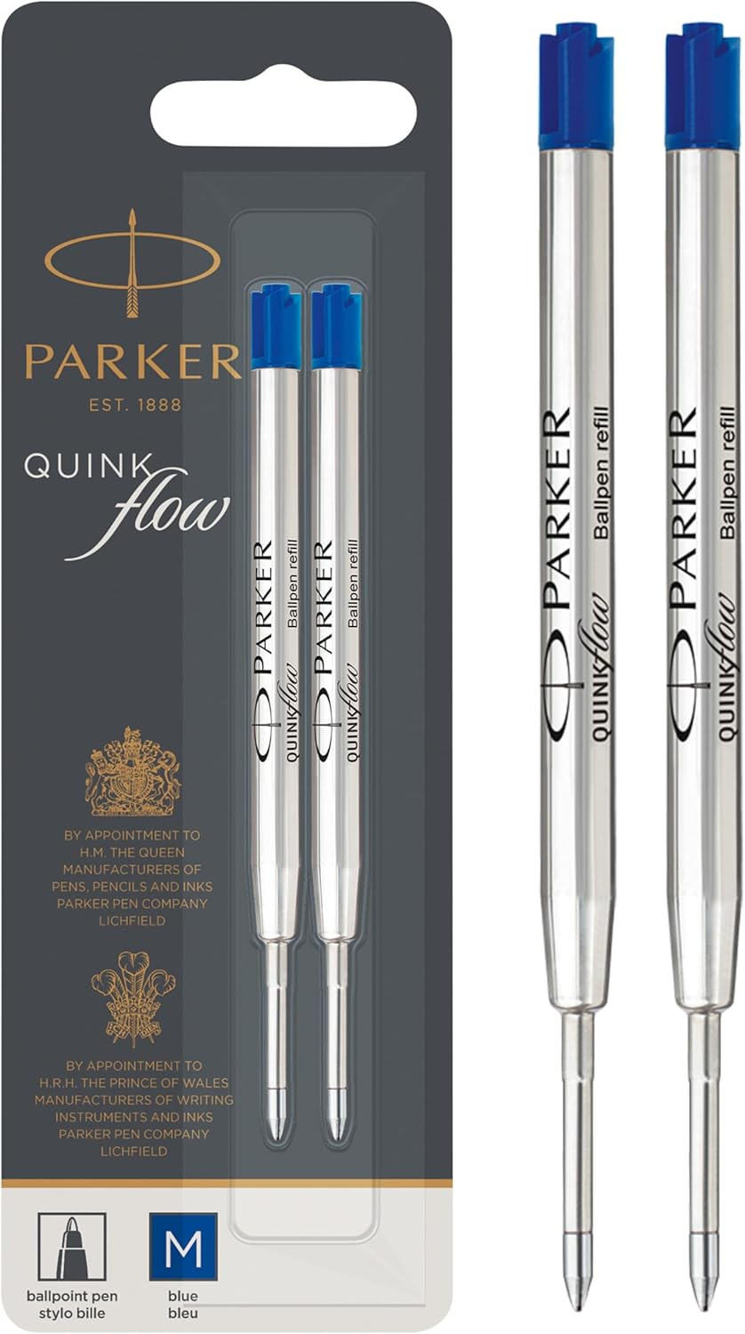 Parker Ballpoint Refill Blue Medium Blister (Pack of 2)