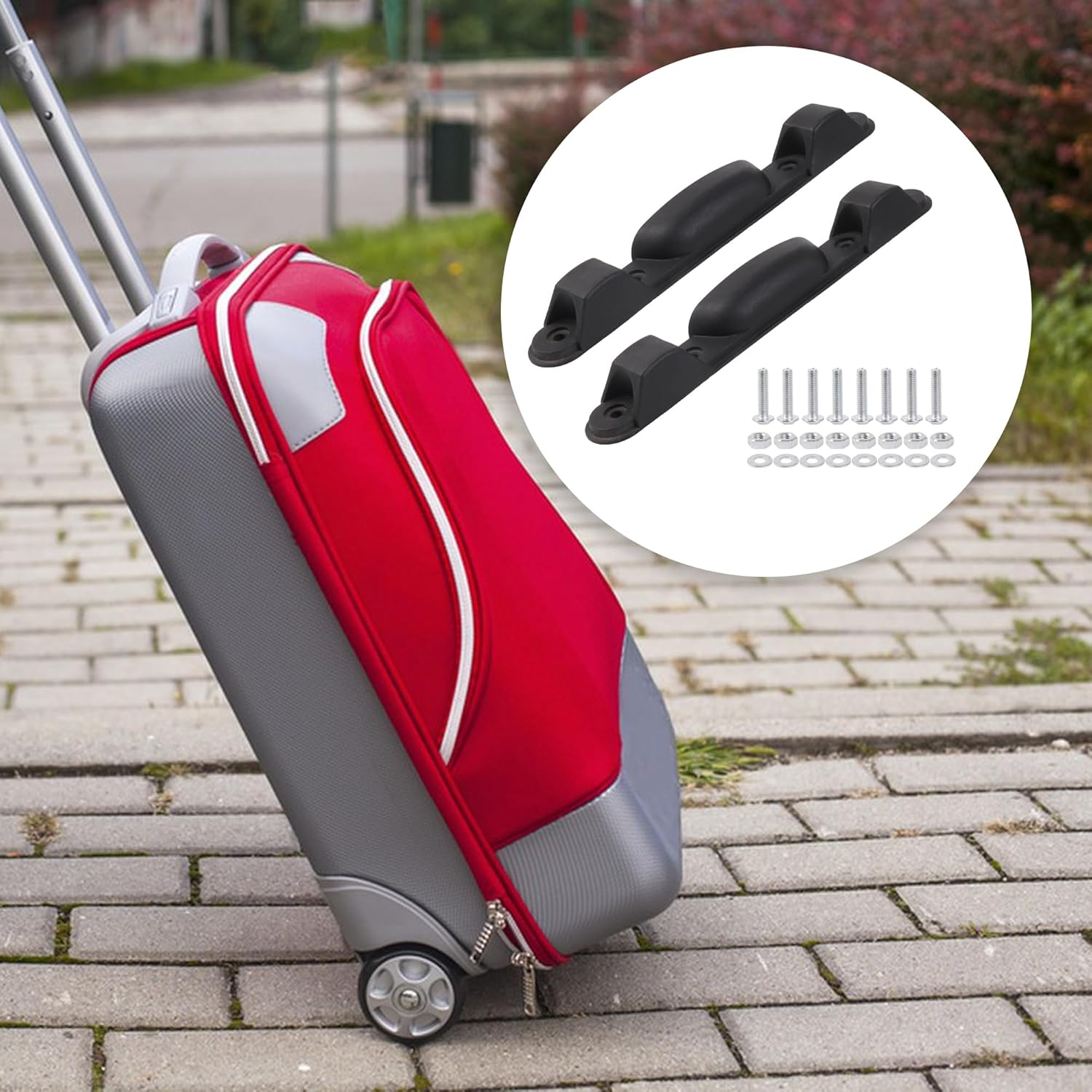 RDEXP 2 Pieces Luggage Bracket Side Feet 8.66" X 4.61" ZF-1 Replacement Plastic Stud image number 4