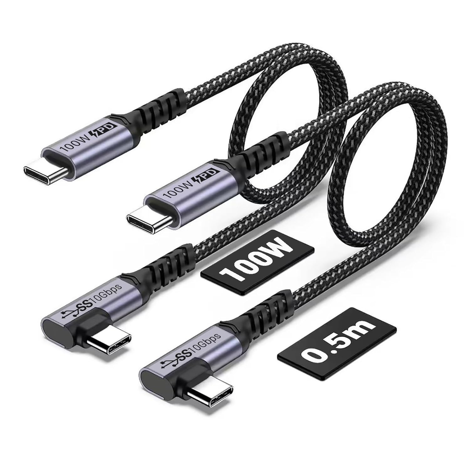 1M USB4 Cable 2 Packs, SUMPK 240W USB C to USB C Cable Right Angle, 40 Gbps High Speed Data, Single 8K/Dual 4K Display Compatible for Thunderbolt 4, Thunderbolt 3, Monitor, Iphone 15 Pro Max image number 5