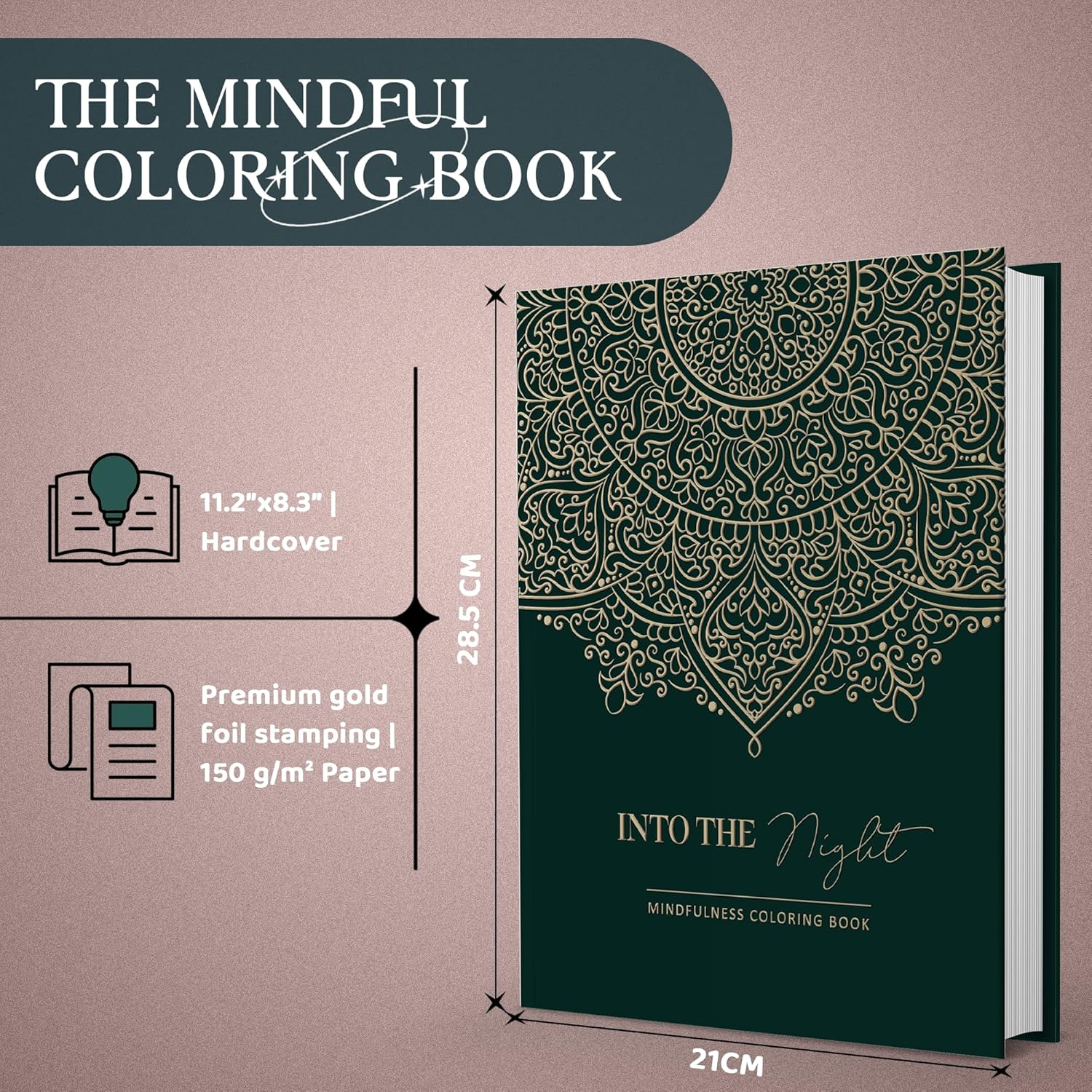 BIROYAL A4 Adult Colouring Book for Women &ndash; 100 Motifs Mindfulness Colouring Book with Personal Growth Prompts for Relaxation &ndash; Relaxation Gifts for Women image number 2