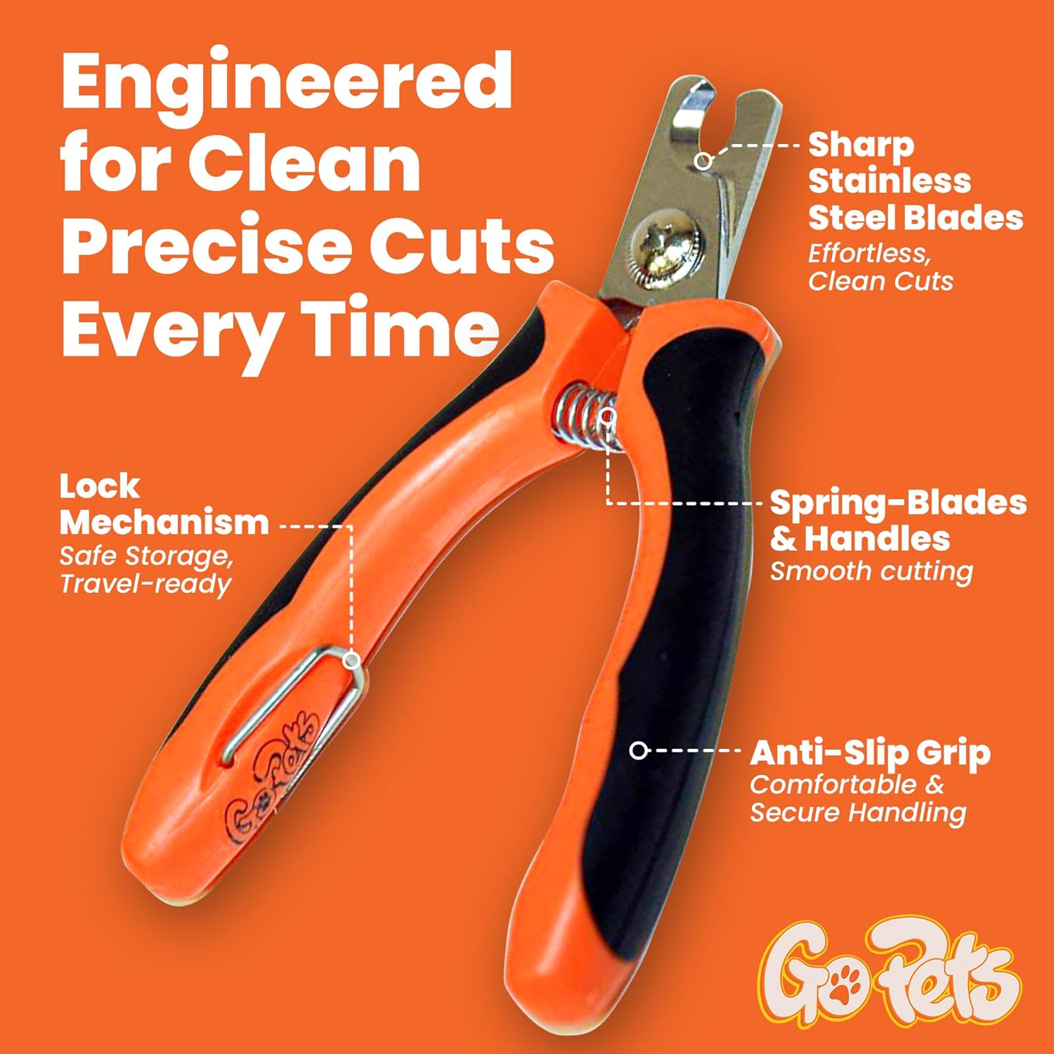 Gopets Professional Pet Nail Clipper for Medium or Small Dogs and Cats, Stainless Steel Trimmer Blades Include 1 Nail File, Angled Blades for Quick Safety image number 4