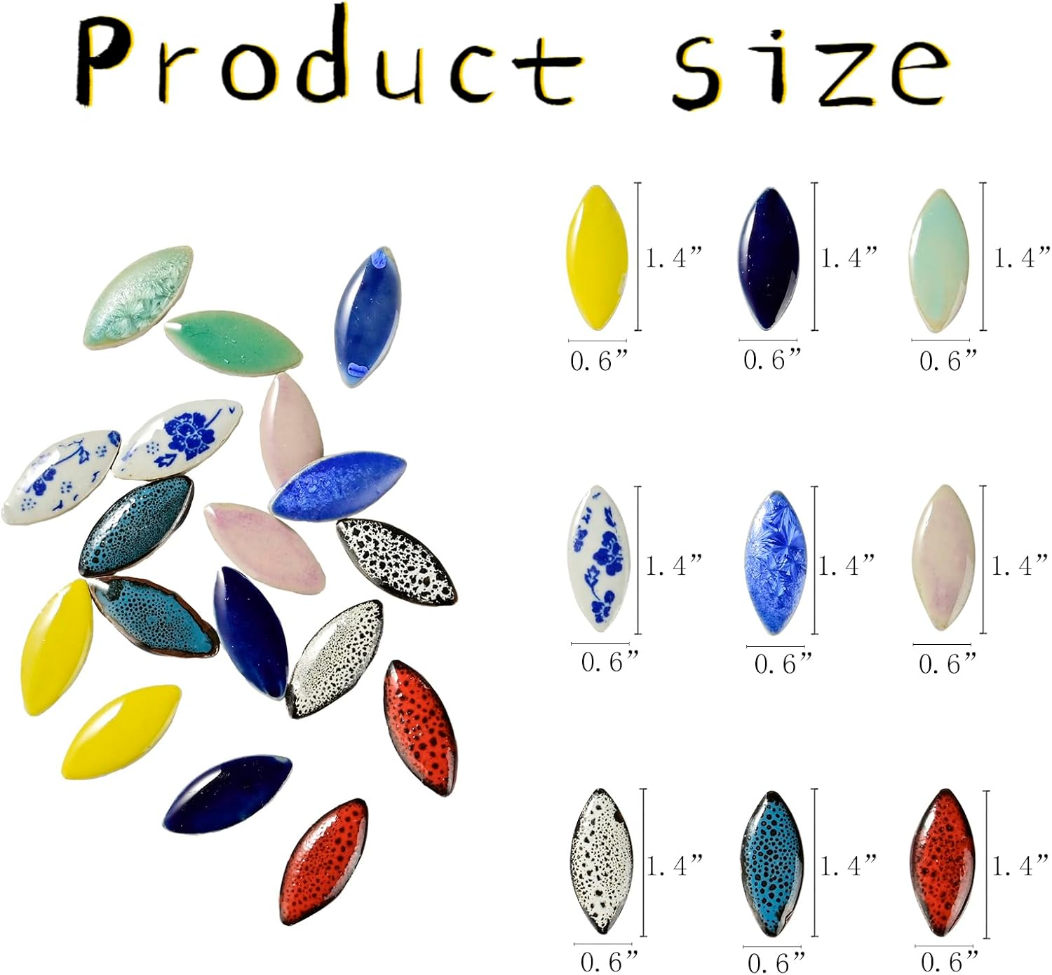 SMANTA 70 Pcs Petal Ceramics Mosaic Tiles for Crafts, Stained Ceramics Mosaic Supplies, Flower Leaves Mosaic Ceramics Pieces Kit for DIY Crafts Plates Picture Frames Home Decorations - Mixed Color image number 5