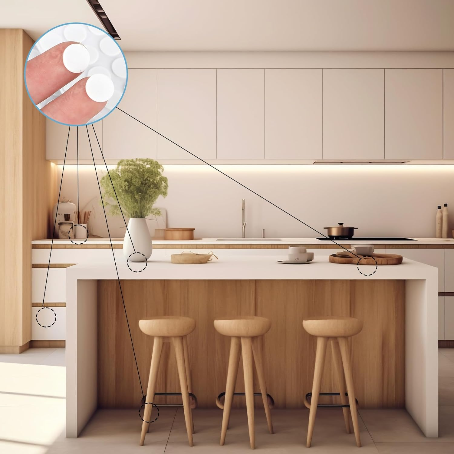 Pack of 261 Foam Rubber Feet Self-Adhesive Felt Sheet round Rectangular Furniture Stoppers Non-Slip Felt Doors Foam Felt Gliders for Furniture Feet, Chair Legs, Sofas image number 3