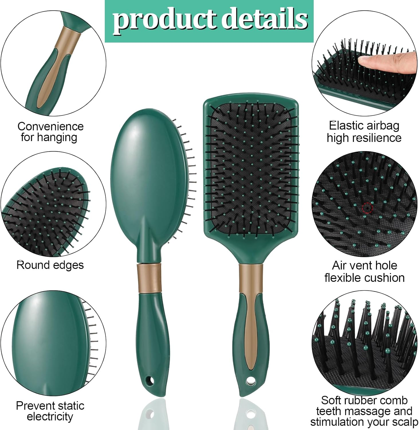 Heyu-Lotus 5 Packs Hair Brush Set, Paddle Brush Women Detangle Hair Brush, Wet Hair Brush Detangling Paddle Brush Anti-Static Curly Hair Brush Detangling Hair Brush Set for Home Salon Supplies image number 1