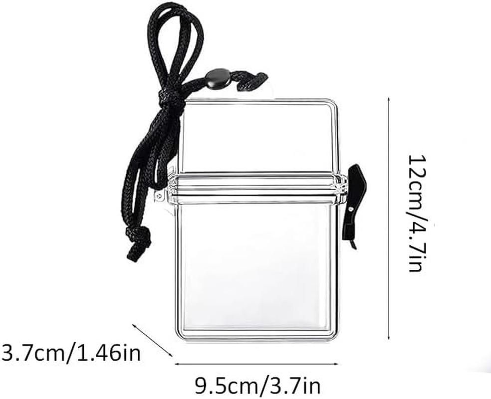 2PCS Waterproof Dry Box, Portable Transparent Small Waterproof Case, Plastic Floating Watertight Case with Rope for Kayak,Surfing,Hiking,Riding,Outdoor Products Fishing Box