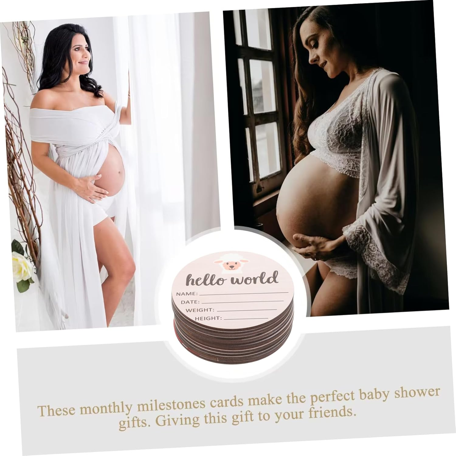 1 Set Milestone Cards Wooden Monthly Signs for Newborn Announcement and Photography Smooth Surface Unique Design Present for Expecting Moms image number 2