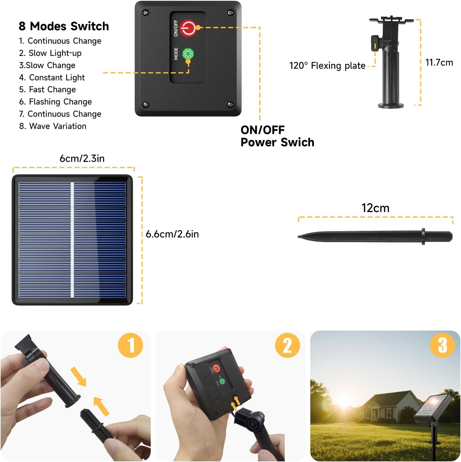 Solar String Lights Outdoor, 33FT/10M 100LED Solar Globe String Lights, 8 Lighting Modes, Waterproof Solar Powered Patio Light for Garden Yard Porch Wedding Party Outdoor Decoration (Multicolor) image number 1