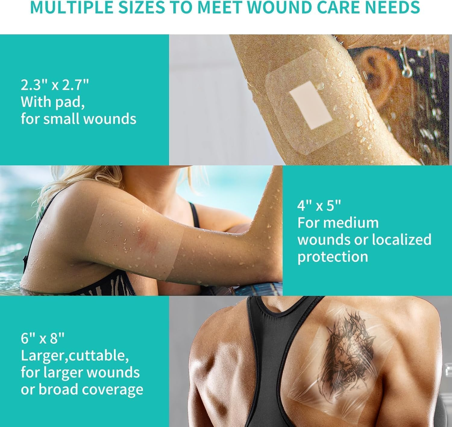 Dimora Transparent Film Dressing 6 Cm X 7 Cm, 30 Pcs,Waterproof Dressing for Wounds, Adhesive Post Surgical Cover Pad，For IV Shield, Tattoo Aftercare, Shower Protector image number 5