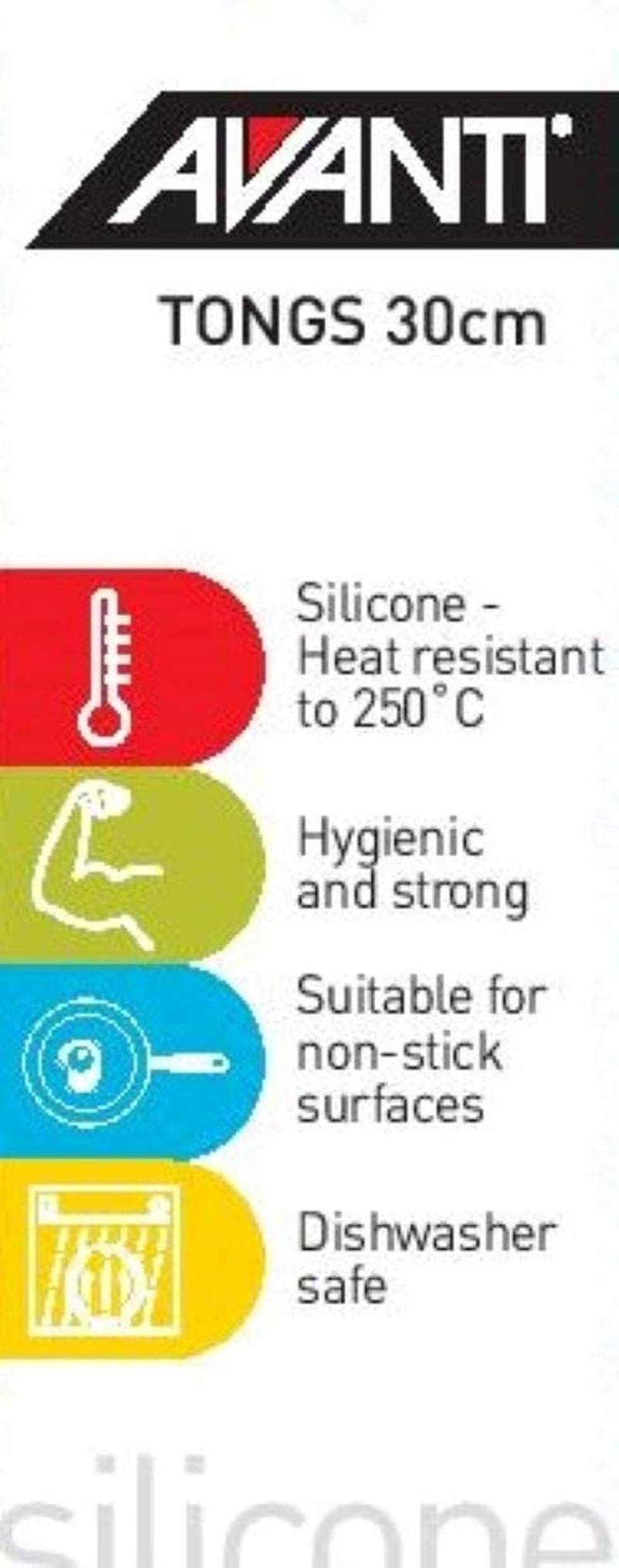 Avanti Silicone Tongs with Head and Grip, 30 Cm Size, Red image number 1