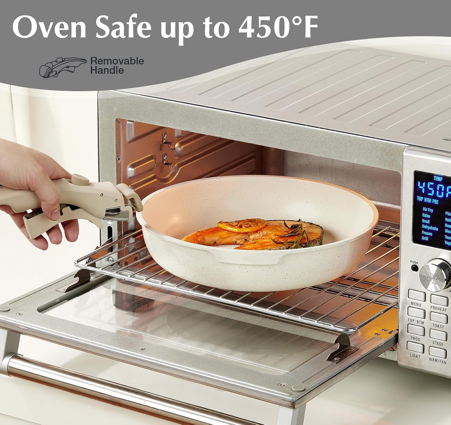 17 Pcs Pots and Pans Set Nonstick, Cookware Set Detachable Handl Kitchen Cooking Set with Utensil and Pan Protectors, PFOS and PFOA Free(White) image number 4