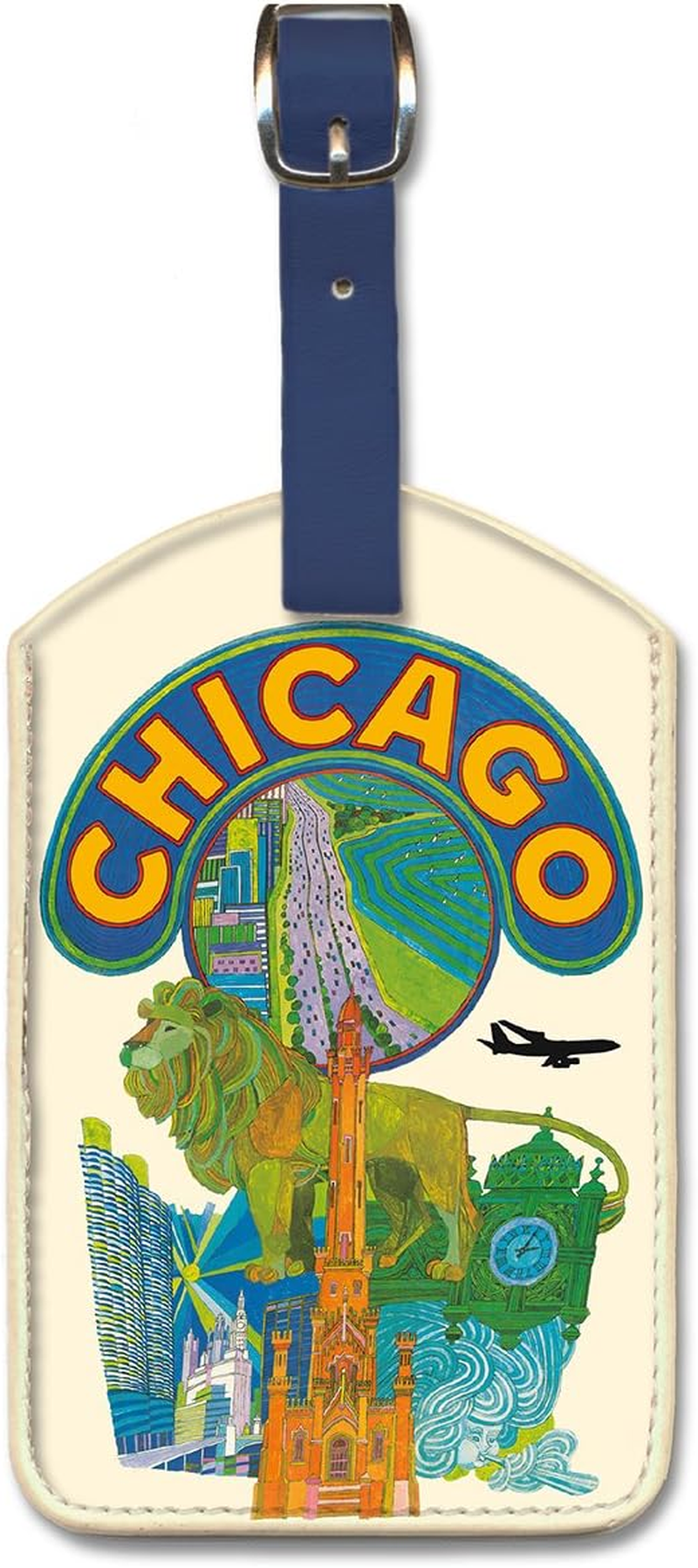 Pacifica Island Art Leatherette Luggage Tag Chicago Illinois by D. Klein image number 2