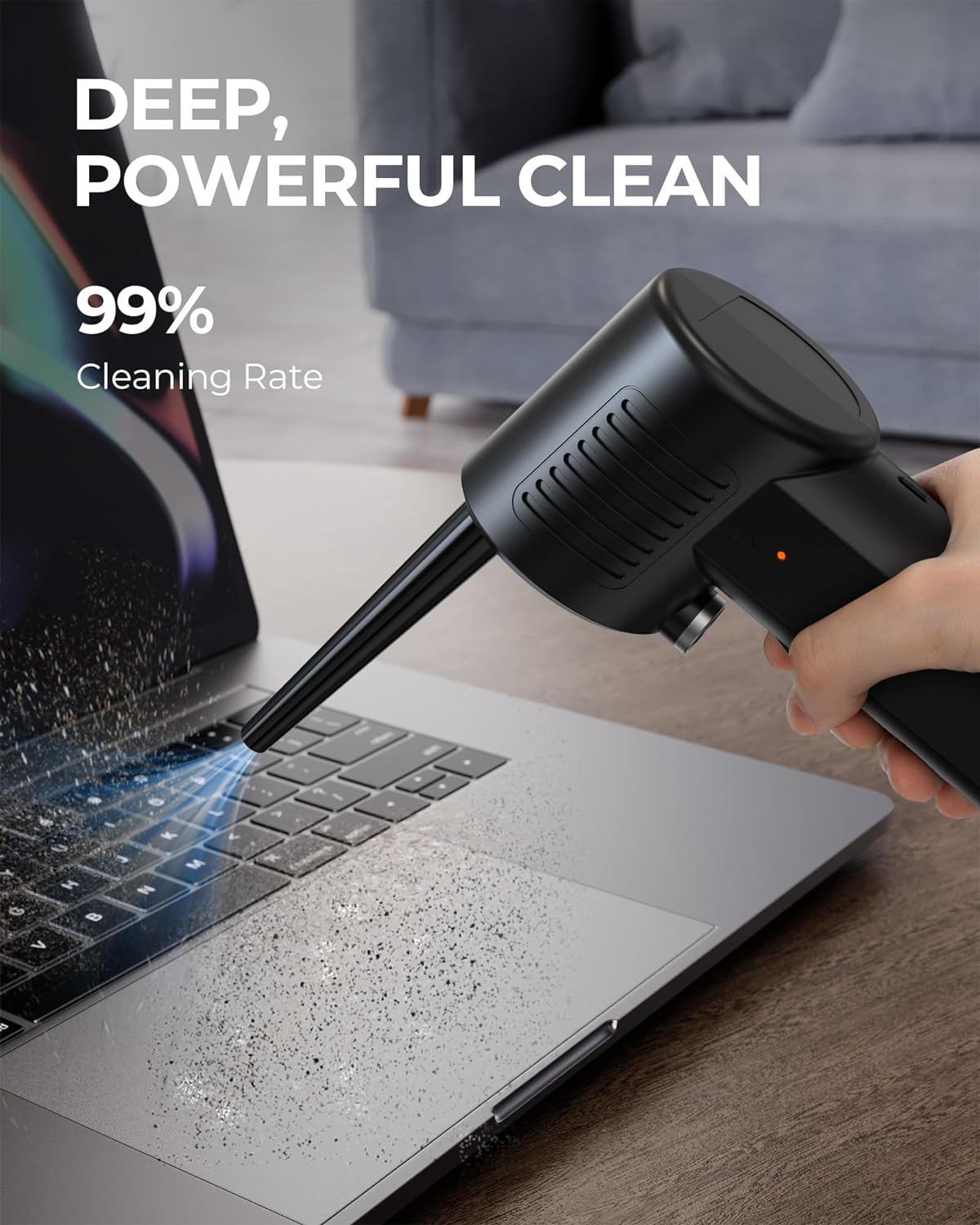 Koonie Cordless Air Duster, Battery Operated Computer Cleaning Duster, Portable Replaces Compressed Air Cans, 8000Mah 10W Fast Charging Air Blower, No Gas for Computer Keyboard, Car, Pet House image number 3