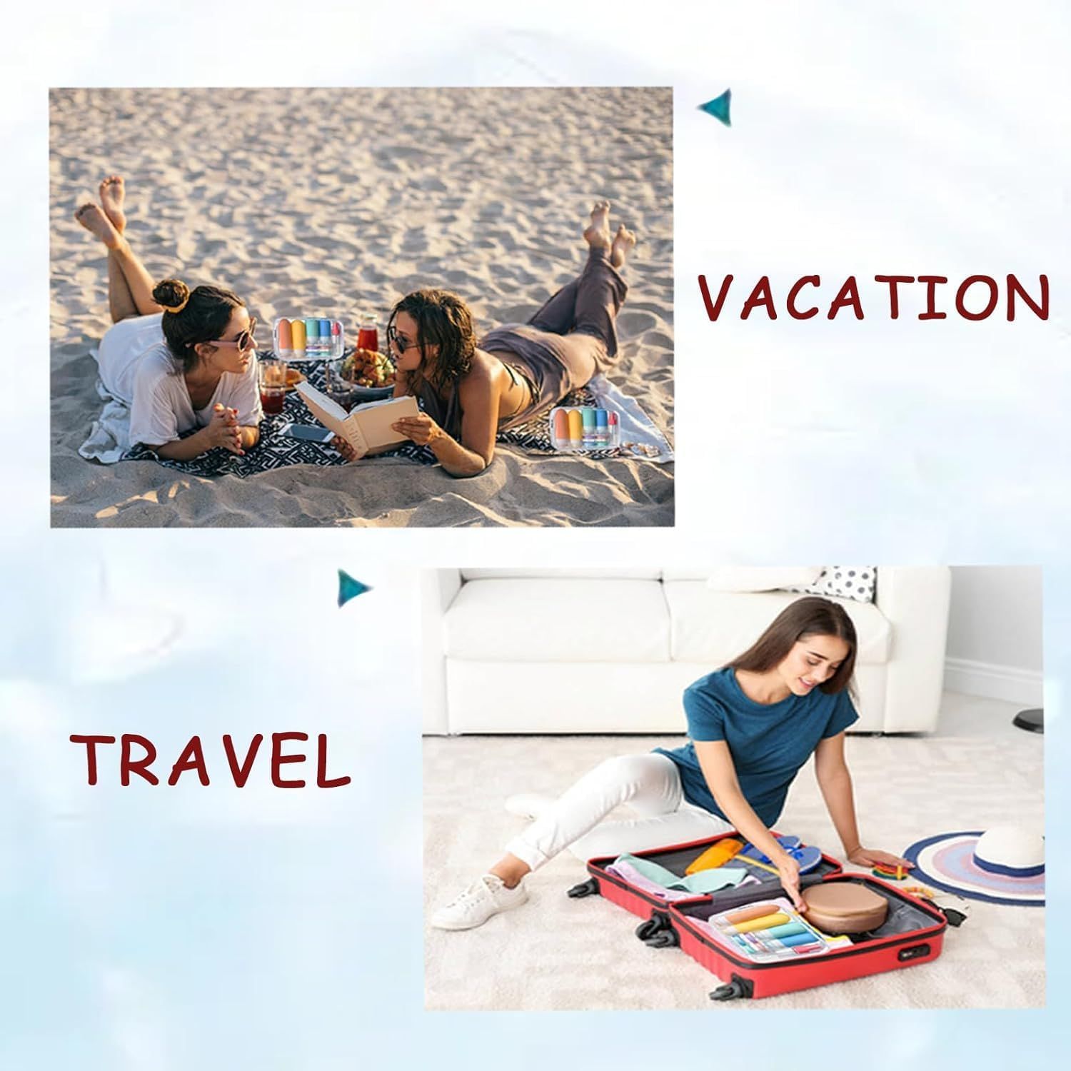 Fabulle 16 Pack Travel Bottles Set - Silicone Squeezable Containers for Toiletries, Conditioner, Shampoo, Lotion & Body Wash Accessories, 3Oz and 2Oz Travel Size Essentials (16 Pcs)