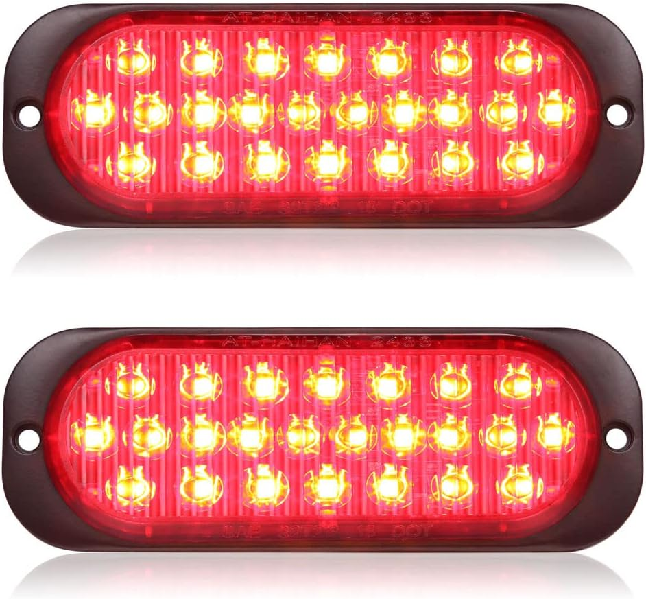 AT-HAIHAN Pack of 2 Aluminum Housing Red LED Trailer Stop Brake Turn Tail Lights, DOT Compliant Waterproof Surface Mount Lighting for Truck Tractor Jeep RV
