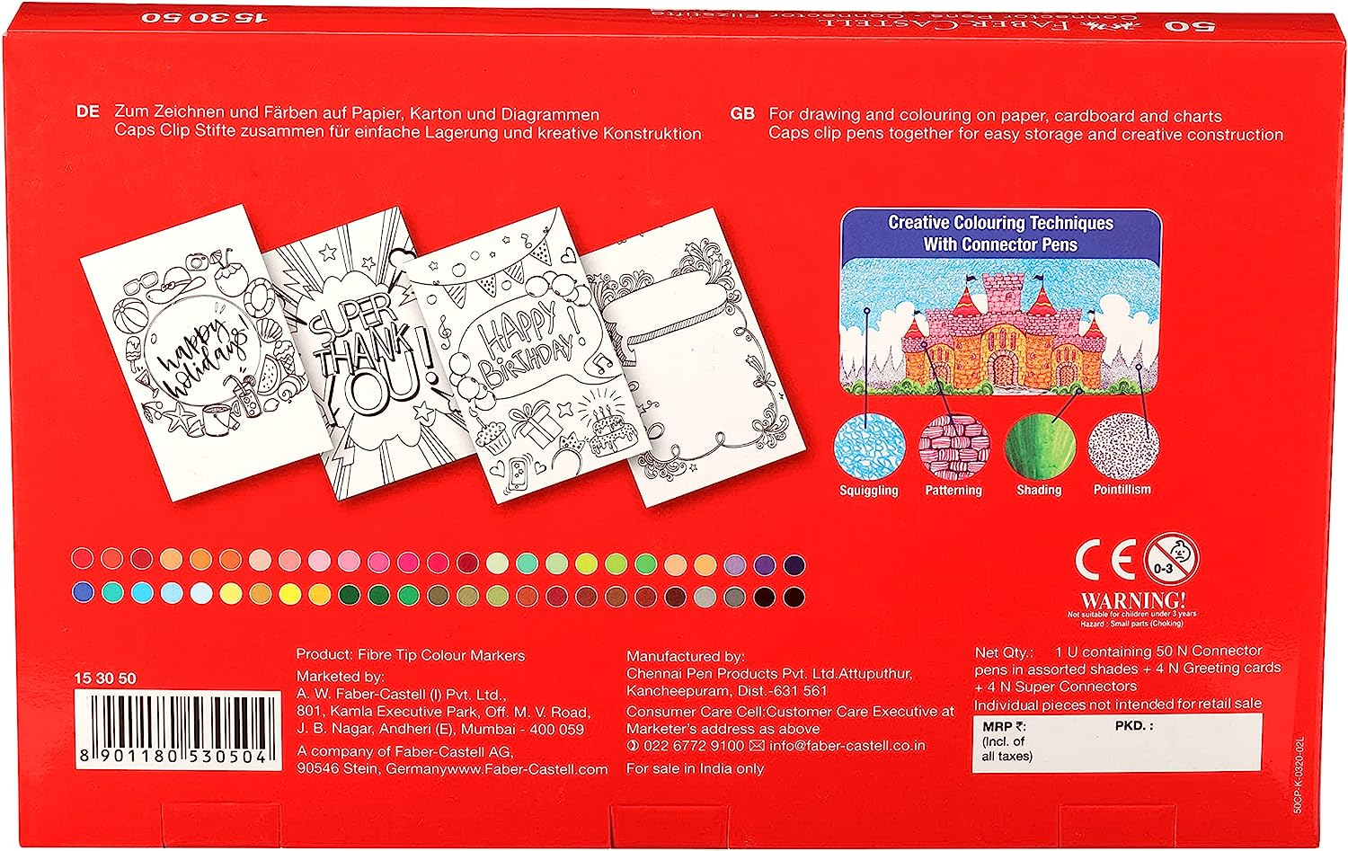 Faber Castell Connector Pen 50-Pieces Set, Assorted