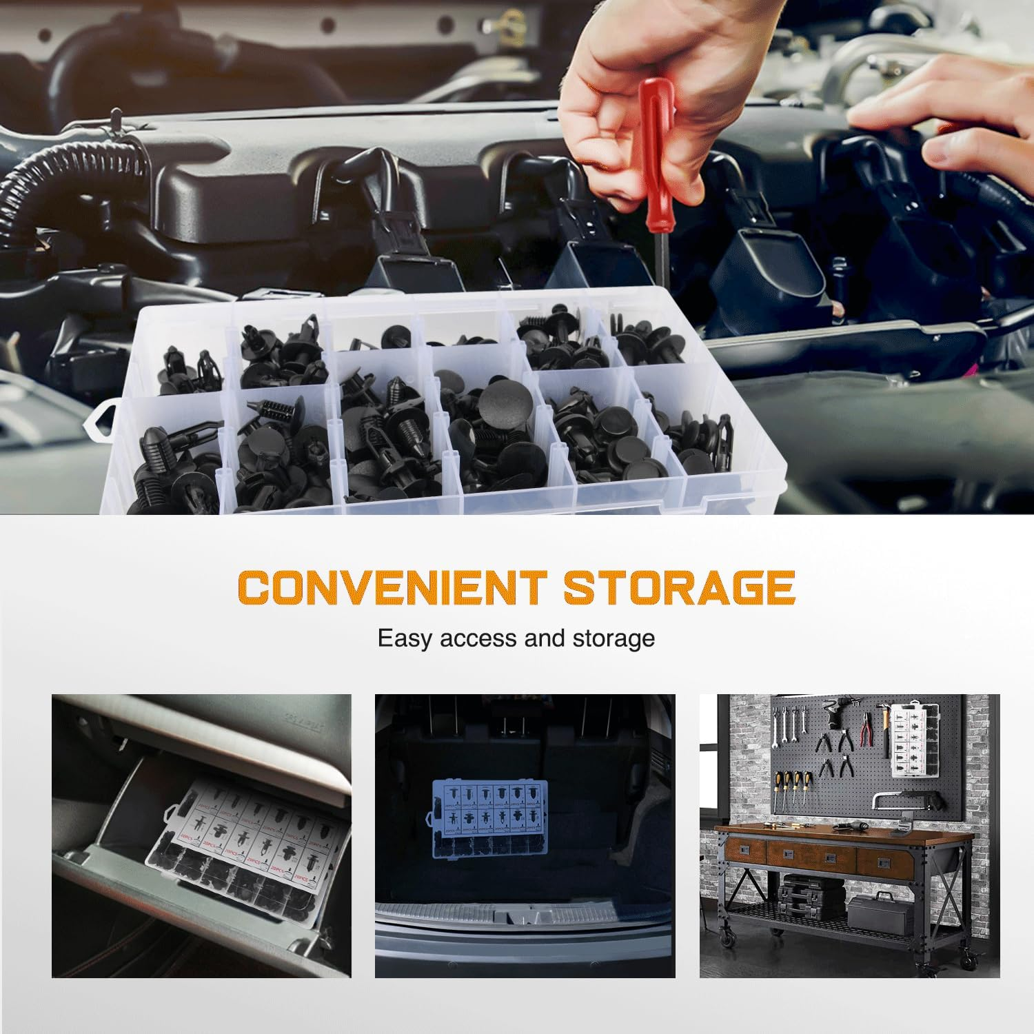 GOOACC - GRC-33 240PCS Bumper Retainer Clips Car Plastic Rivets Fasteners Push Retainer Kit Most Popular Sizes Auto Push Pin Rivets Set -Door Trim Panel Fender Clips for GM Ford Toyota Honda Chrysler image number 3