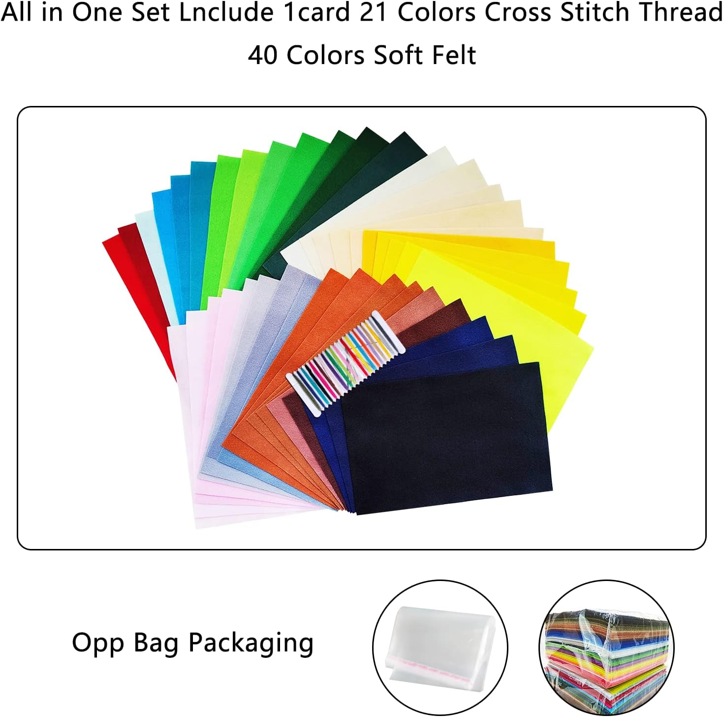 Jtnohx Soft Felt Sheets, 40 Colors Assorted Craft Felt Fabric, Color Fabric for Crafts, Square Sheets for Sewing Decorations and Party Projects (40 Colors 20&times;30Cm) image number 6