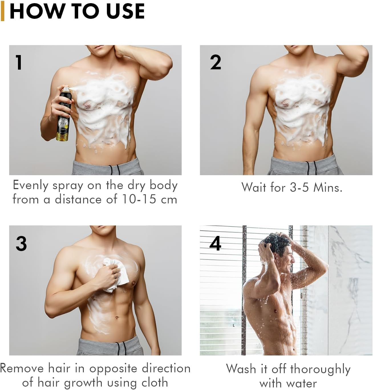 Urbangabru Hair Removal Cream Spray (6.76 Fl Oz) | Painless Body Hair Removal Spray for Chest| Back| Legs & under Arms (Aloe Vera) image number 4