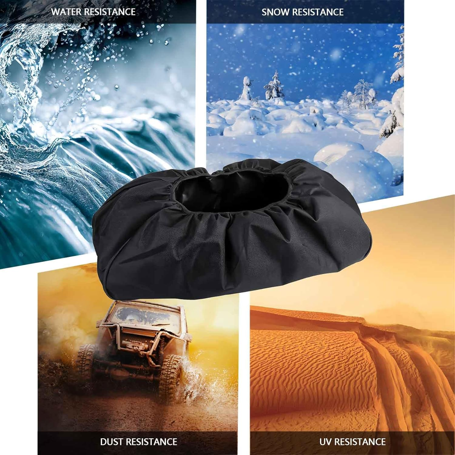 2Pcs Winch Cover, 600D Oxford Fabric Heavy Duty Waterproof Dust-Proof Uv-Resistant Protective Cover, Ideal for 8500-17500 Lbs Electric Winches, Indoor & Outdoor Universal Fit (55X19X24Cm) image number 3