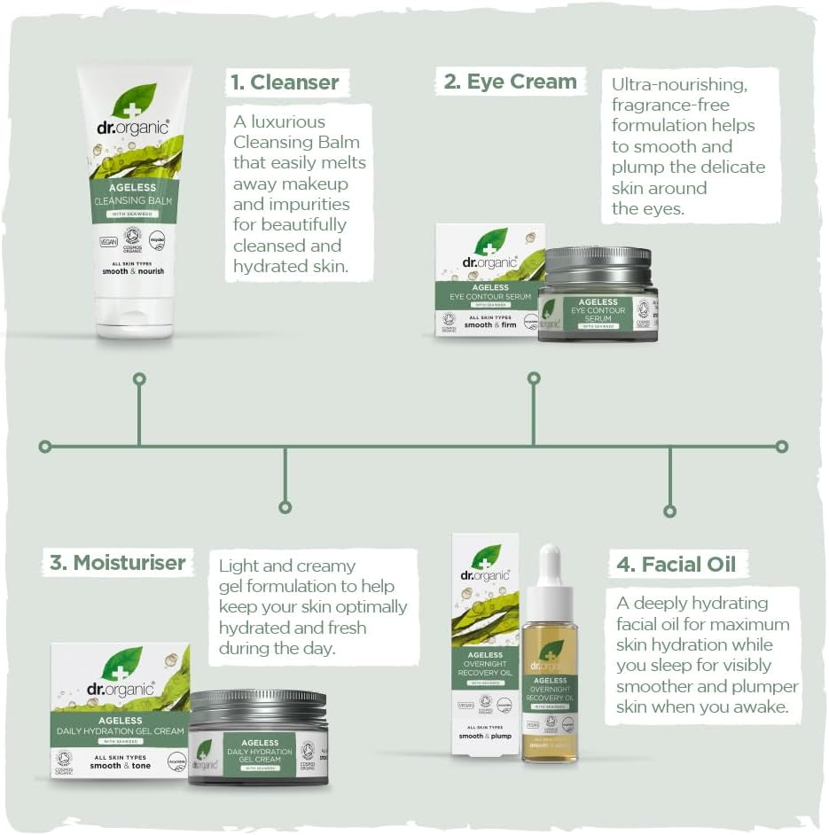 Dr Organic Ageless Eye Contour Serum with Organic Seaweed, New,Moisturising, Fine Lines, Wrinkles, Natural, Vegan, Cruelty-Free, Paraben & Sls-Free, Recycle &Recyclable, Certified Organic, 15Ml