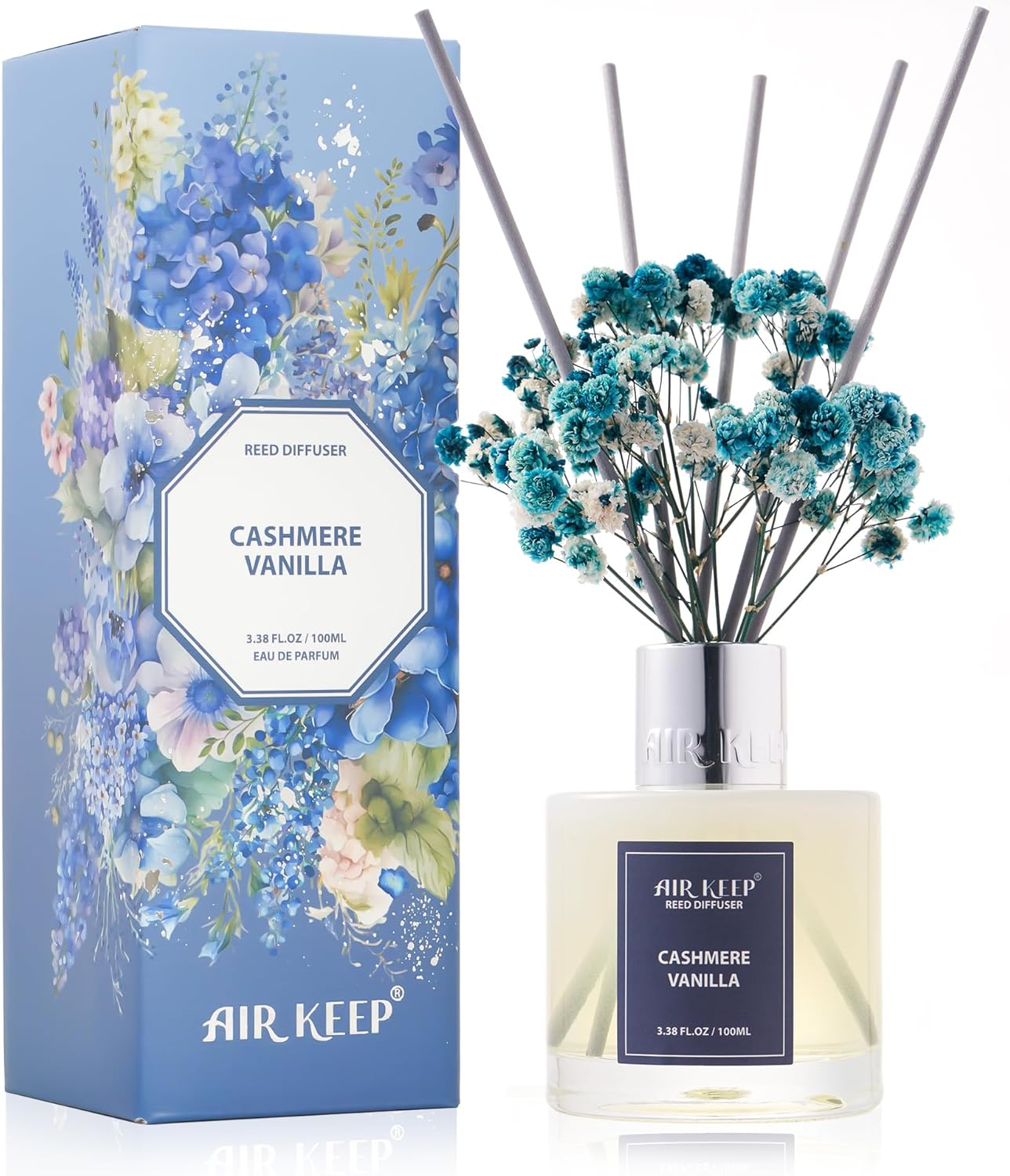 Airkeep Reed Diffuser Set, Cashmere Vanilla Home Fragrance, 100Ml Reed Diffuser with 8 Sticks, for Bathroom & Living Room Decor image number 2