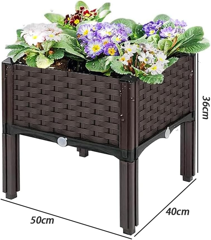 Raised Garden Bed with Legs, Gardening Supplies Plant Containers Patio with Drainage for Backyard Porch Deck to Planting Flowers Vegetables Herbs (Brown)