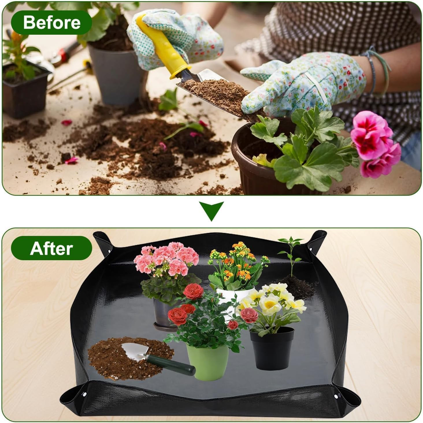 Plant Repotting Mat, 1Pc Waterproof Plants Transplanting Pot Tarp, Black Indoor Succulent Potting Mat,Waterproof Transplanting Pads Indoor Succulent Potting Pad,Plant Repotting Square Pad image number 5