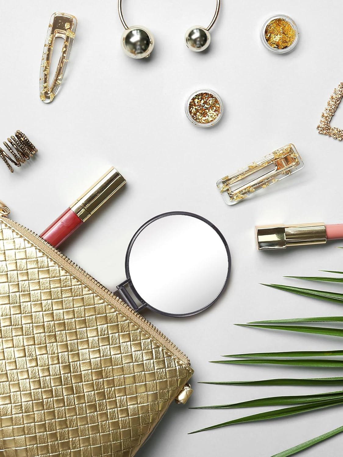 Qislee Compact Mirror Bulk, round Makeup Mirror for Purse, Set of 12 (White) image number 5