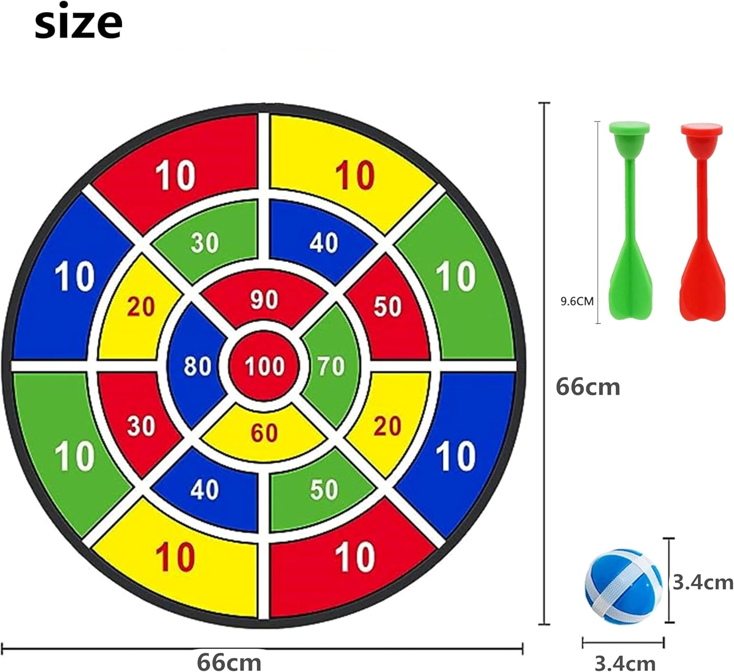 Large Dart Board Set,Dart Board for Kids with 12 Sticky Ball 6 Sticky Dart, Foldable Indoor Outdoor Party Safe Dart Game Toy Sports Gifts image number 3