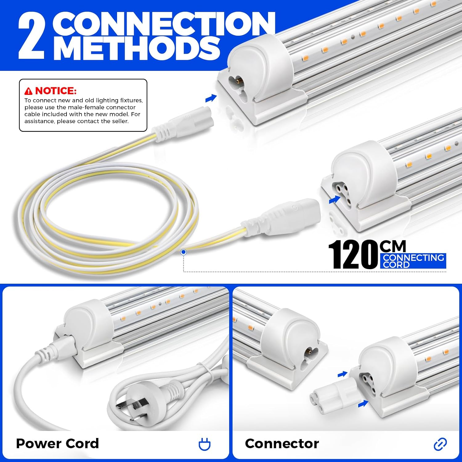 Barrina T8 2FT Indoor Plant Light, Yellow Full Spectrum LED Grow Light, 96W(4 X 24W), V-Shape LED Grow Light Strips, Indoor Greenhouse with Grow Light, 4 Packs image number 4