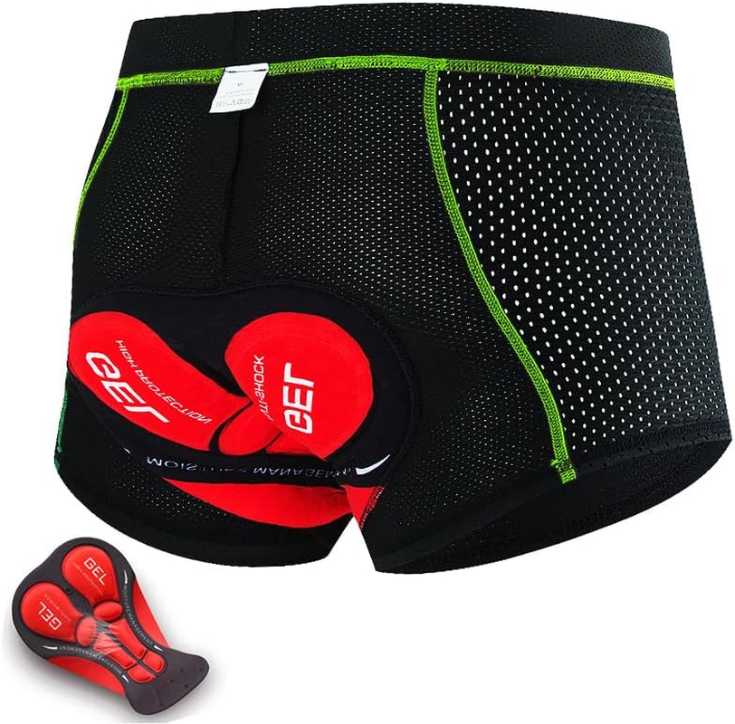 Nucamper Men'S Cycling Underwear, Padded with Elastic 5D Gel Seat Padding, Shockproof, Quick-Drying, Breathable Cycling Underwear